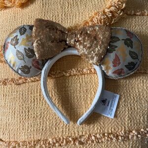 Disney Minnie Mouse Fall Sequin Bow Leaf Pattern Headband